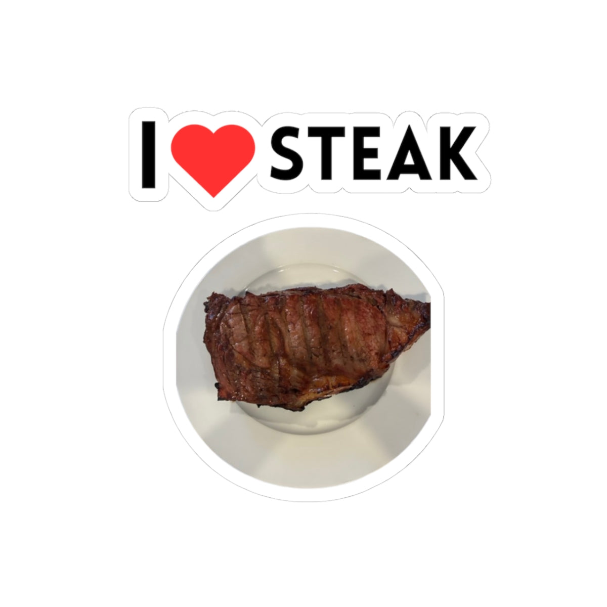 I Love Steak Kiss-Cut Stickers - Funny Foodie Decor, Meat Lover's Gift, Kitchen Decor, Laptop Stickers, BBQ Enthusiast
