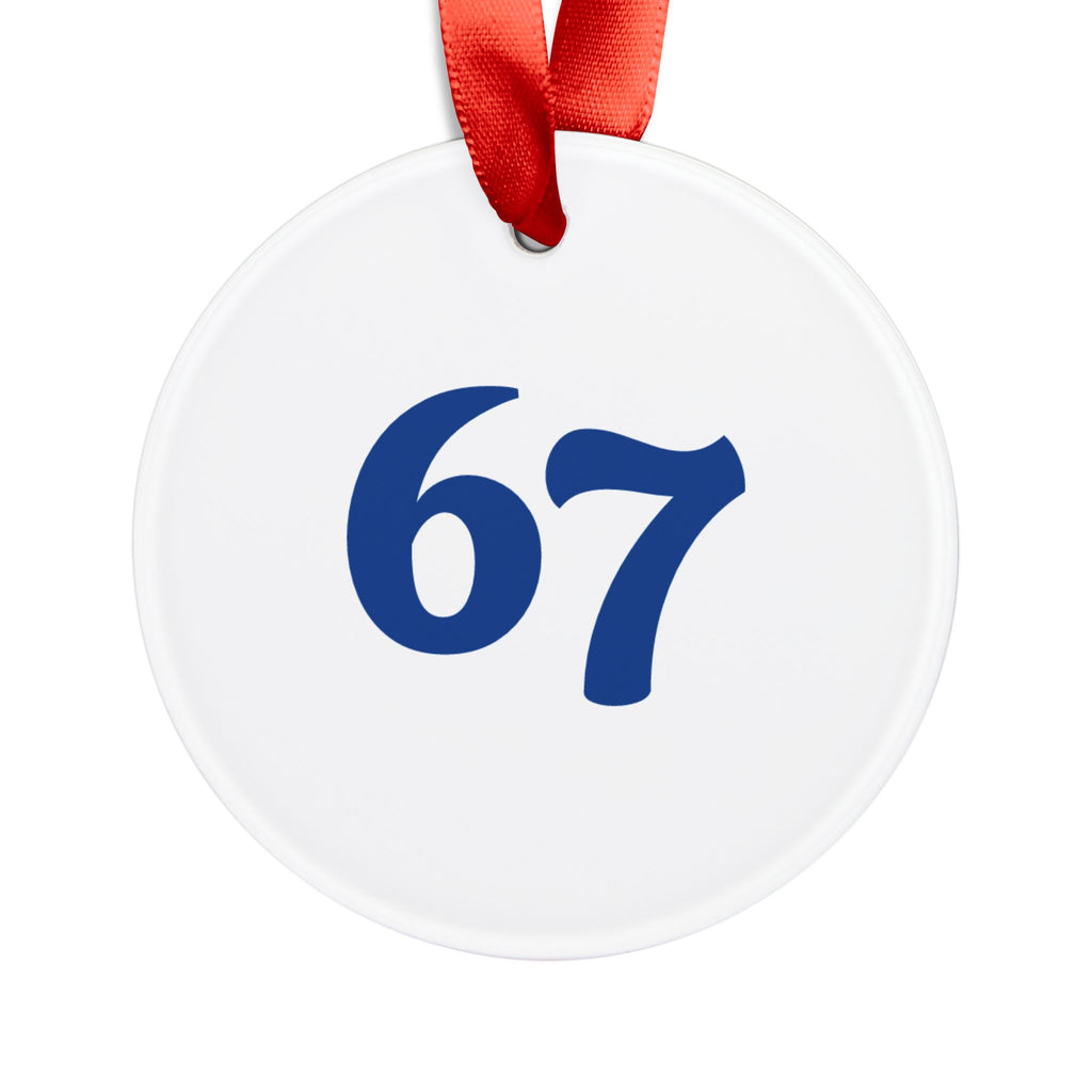 Personalized 67 Acrylic Ornament with Ribbon — Custom Holiday Decoration