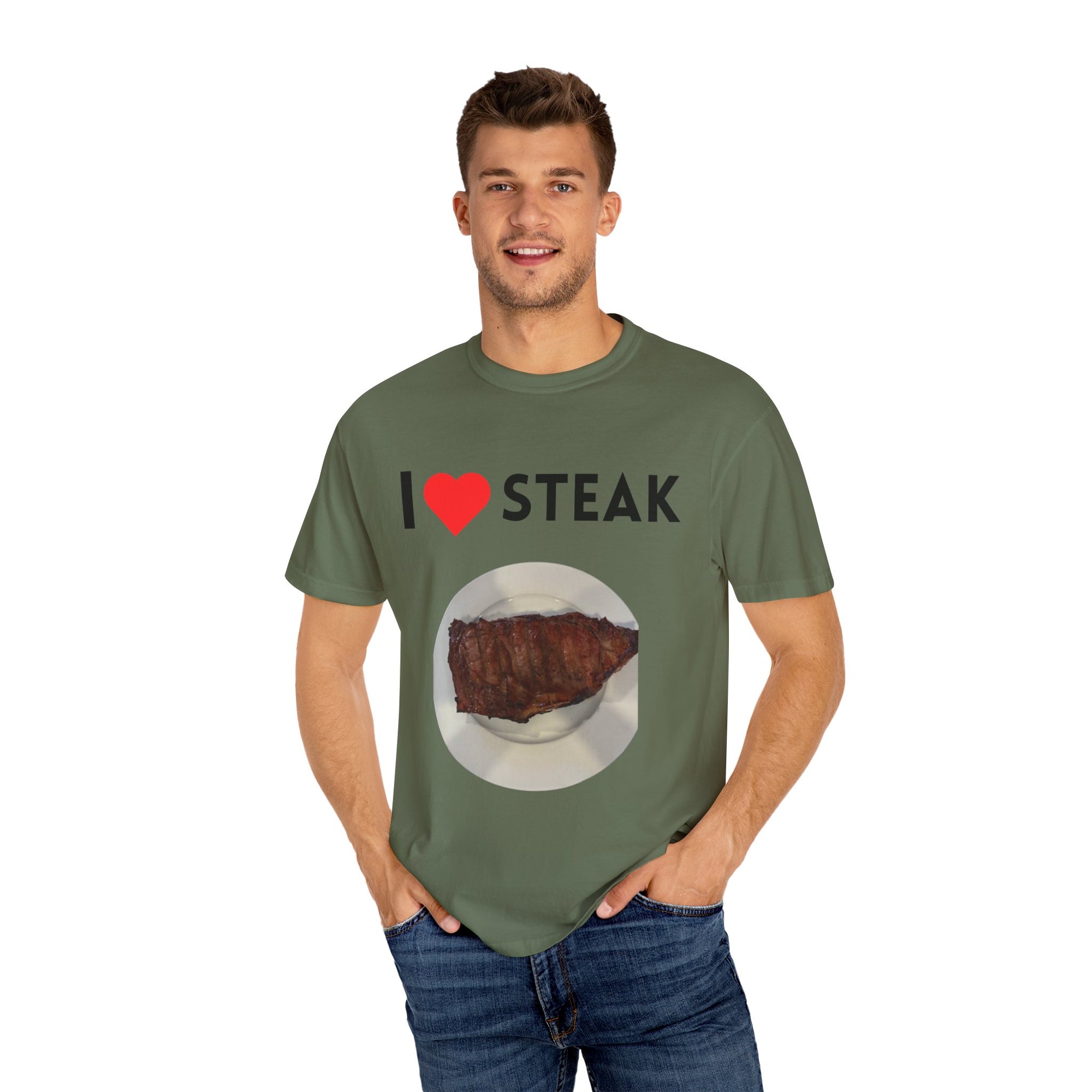 I Love Steak Unisex Garment-Dyed T-Shirt |